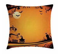 Halloween Vintage, Image sur Le Thème d'halloween, Atmosphère Étrange, Pierre Tombale, Citrouille Maléfique, Lune Canapé Taie d'oreiller avec Fermeture Eclair Housses Coussin Moderne