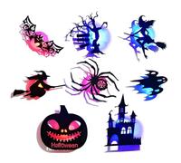 Halloween Wall Stickers - 8 Pieces LED Flickering Sculpture Decals | Peel And Stick 3D Halloween Wall Decorations, Spooky Haunted House Wall Decals for Home Bedroom Door Window Staircase Entranc