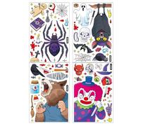 Halloween Wall Stickers - Party Decorations Clings | Autocollants de dessins animés imprimés à double côté, décalcomanies en PVC pour mur, fenêtre, vitrine, auto-adhésif, 4 feuilles