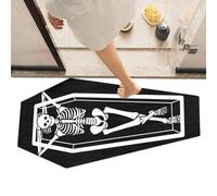 Halloween Welcome Mat - Horror Skeleton Halloween Coffin Door Mat,Black Gothic Home Kitchen Rug, Non Slip Room Decorations Spooky Halloween Rug for Living Room Bathroom Front Door Kitchen