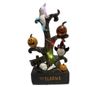 Halloween Welcome Tree - Allumage en résine, Statue de la Scène fantomatique | Ornement de Collection, pour la maison obsédée Festive Amusant pour adol