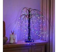 Halloween Willow Tree LED Lights, 24" Artificial Willow Tree Atmosphere Table Lamp, Indoor Cute Tabletop Table Lamp for Christmas Halloween Birthday Wedding Home & Office(Couleur,Black willow)