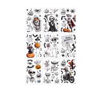 Halloween Window Cling - Autocollant effrayant 3D pour l'affichage hanté, conception réaliste avec une fonction d'empreinte sanglante, décalage squelette pour la fête, la maison, l'appartement, la cla