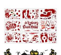 Halloween Window Clings - Bloodstain Static Decals, Waterproof Scary Decor