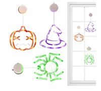 Halloween Window Lights, Suction Cup Lights, Pumpkin Decor, Holiday Illumination, Festive Lighting, Trick Or Treat Ambiance for Home Window Yard Bedroom School Cafe Porch, Multicolor