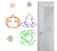 Halloween Window Lights, Suction Cup Pumpkin Set, 43.09x87.01 inches, Indoor Outdoor Holiday Display, Spooky LED Light Up Decorations for Home Glass Doors, Yard Porch Cafe School Bedroom Classroom