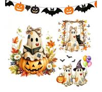 Halloween Window Stickers- Spooky Cute Ghost Pumpkin Reusable