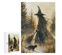 Halloween Witch and Cat Puzzle 1000 Pièces Educa Jouet en Bois Cadeau Unique Décoration Intérieure Jeu Éducatif Challenge Toy Adultes Et Enfants À Partir De 14 Ans 1000 PCS