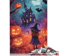 Halloween Witch and Haunted House Puzzle 1000 Pièces Educa Jouet en Bois Cadeau Unique Décoration Intérieure Jeu Éducatif Challenge Toy Adultes & Enfants des 14 Ans 500pcs (52x38cm)