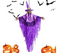 Halloween Witch, Animated Talking Witches, Light Up Eyes Sound Activation Outside Decor, Halloween Seasonal Décor for Backyard Party Carnival Garden Patio Haunted House Gathering Holiday Lawn