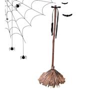 Halloween Witch Broom, Animated Floating Prop, Spooky Moving Decoration with Sound Effects, for Home Living Room Indoor Outdoor Décor, Yard, Fireplace, Patio, Party and More
