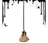 Halloween Witch Broom, Animated Floating Witches Broom, Prank Props, Spooky Sound Accessory, Festive Holiday Decoration for Home Porch Yard Outdoor Living Room Patio Haunted House, 9.84x9.84x25.98 In