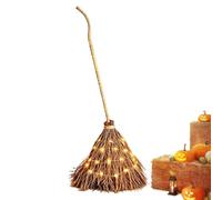 Halloween Witch Broom Rustic Giant LED Lights Warm Glow Party Supplies | Light Up Broom Halloween Decor for Party Festival Patio Yard Garden Home Living Room Balcony Entryway