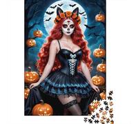 Halloween Witch Costume Challenging Adult Jigsaws Sugar Skull Pumpkin Woman Educational Games Suitable for Decompression & Wall Decor 52x38cm 1000pcs