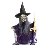 Halloween Witch, décoration d'ornement de sorcière avec des Yeux Brillants et Un contrôle de la Voix, Un décor Effrayant hanté à Piles pour la pelouse, la Cour et la Maison du Jardin d'entrée