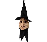 Halloween Witch Decorations - 22.83 inches Spooky Witch Head Ornament with Blinking Eyes, Light & Creepy Sound | Room Decor, Prank Props for Party, Haunted House, Garden, Yard, Indoor Outdoor Stage