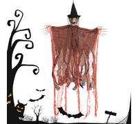 Halloween Witch Decorations, Scary Outdoor Decor, 37.8x23.62in Weather-Resistant Materials, Easy Setup Design, Celebration Ornament Set for Porch, Yard, Lawn, Garden, Patio