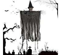 Halloween Witch Decorations, Scary Outdoor Decor, Party Ornament Display, Weather-Resistant Design, Eye-Catching Spooky Style, Easy to Set Up, Perfect for Porch, Lawn, Garden, Patio, 37.8x23.62 inches