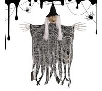 Halloween Witch Decorations, Scary Outdoor Witch Ornaments with Hat, Cloak, Spooky Indoor Outdoor Decor, Perfect for Yard, Porch, Lawn, Garden, Farmhouse, Patio, and Party Supplies, 96x60cm Red Black