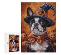 Halloween Witch Dog Art Print Puzzle 1000 Pièces Educa Jouet en Bois Cadeau Unique Décoration Intérieure Jeu Éducatif Challenge Toy Adultes Et Enfants À Partir De 14 Ans 300 PCS