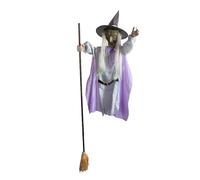 Halloween Witch - Figure Décorative Mobile, Effet Sonore Du Balai | 180 Cm De Vie -Mize Spukhaus Hexenexigte Animate Pour Garden Courtyard Input Area Balcony Spaces Inner Spaces Halloween Déco