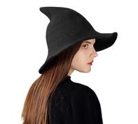 Halloween Witch Hat - Women’s Knitted Pointed Cosplay Hat With Soft Stretch Fabric, Breathable Party Accessory | Witch Headwear For Men Ladies Adults Dress Up Masquerade Haunted House Holiday Costume