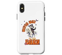 Halloween Witch Horse Funny Witch Way to The Barn Farm Coque pour iPhone X/XS