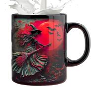 Halloween Witch Mug - Enchanted Ceramic Breakfast Cup, Dark Fantasy Graphic Style, Comfortable Handle Grip | Atmospheric Hot Drink Presentation Experience Idea For Daily Routine Celebrations Personal