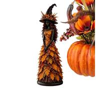Halloween Witch Statue - Resin Autumn Figurine | Leaves Gown Decor