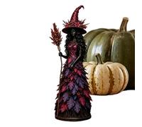 Halloween Witch Statue - Resin Autumn Figurine | Leaves Gown Decor