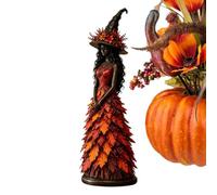Halloween Witch Statue Resin Seasonal Leaves Gown Table Centerpiece