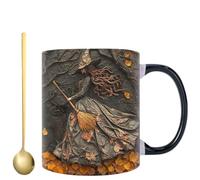 Halloween Witch Tea Mug 350ml, Personalized Witch Mug With Names, Whimsical Ceramic Tableware for Women Sisters Friends Family Gathering Party Home