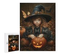 Halloween Witch with Black Cats -1 Puzzle 1000 Pièces Educa Jouet en Bois Cadeau Unique Décoration Intérieure Jeu Éducatif Challenge Toy Adultes Et Enfants À Partir De 14 Ans 500 PCS