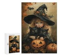 Halloween Witch with Black Cats Puzzle 1000 Pièces Educa Jouet en Bois Cadeau Unique Décoration Intérieure Jeu Éducatif Challenge Toy Adultes Et Enfants À Partir De 14 Ans 300 PCS