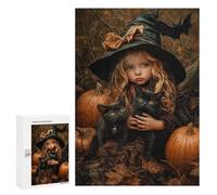 Halloween Witch with Black Cats Puzzle 1000 Pièces Educa Jouet en Bois Cadeau Unique Décoration Intérieure Jeu Éducatif Challenge Toy Adultes Et Enfants À Partir De 14 Ans 300 PCS