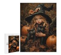 Halloween Witch with Black Cats Puzzle 1000 Pièces Educa Jouet en Bois Cadeau Unique Décoration Intérieure Jeu Éducatif Challenge Toy Adultes Et Enfants À Partir De 14 Ans 500 PCS