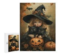 Halloween Witch with Black Cats Puzzle 1000 Pièces Educa Jouet en Bois Cadeau Unique Décoration Intérieure Jeu Éducatif Challenge Toy Adultes Et Enfants À Partir De 14 Ans 500 PCS