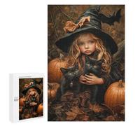 Halloween Witch with Black Cats Puzzle 1000 Pièces Educa Jouet en Bois Cadeau Unique Décoration Intérieure Jeu Éducatif Challenge Toy Adultes Et Enfants À Partir De 14 Ans 1000 PCS