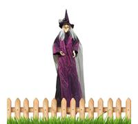Halloween Witches Decor, Motion Sensor Witch Ornament, Lightweight Flashing LED Eyes, Creepy Haunted House Prop for Classroom Entrance Garden Wall Yard, Porches, Walls, Trees