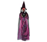Halloween Witches Outdoor - Screaming Eyes Light Up Decoration | 70.87 inch Hanging Prop | Glowing Eye Novelty Design Wall Gate Door Tree Theme, Porch Lawn Yard Horror Accent, Cauldron Holding Witch