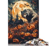 Halloween Wolf and Pumpkins Puzzle 1000 Pièces Educa Jouet en Bois Divertissement Créatif De l'art De La Décoration Jeu Éducatif Challenge Toy pour Adultes Et Enfants À Partir De 12 Ans 300pcs (40x28