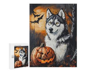 Halloween Wolf with Jack-o'-Lantern-1 Puzzle 1000 Pièces Educa Jouet en Bois Cadeau Unique Décoration Intérieure Jeu Éducatif Challenge Toy Adultes Et Enfants À Partir De 14 Ans 500 PCS