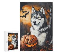 Halloween Wolf with Jack-o'-Lantern-2 Puzzle 1000 Pièces Educa Jouet en Bois Cadeau Unique Décoration Intérieure Jeu Éducatif Challenge Toy Adultes Et Enfants À Partir De 14 Ans 1000 PCS