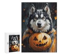 Halloween Wolf with Jack-o'-Lantern Puzzle 1000 Pièces Educa Jouet en Bois Cadeau Unique Décoration Intérieure Jeu Éducatif Challenge Toy Adultes Et Enfants À Partir De 14 Ans 300 PCS