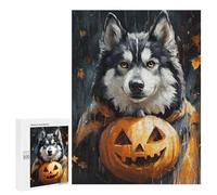 Halloween Wolf with Jack-o'-Lantern Puzzle 1000 Pièces Educa Jouet en Bois Cadeau Unique Décoration Intérieure Jeu Éducatif Challenge Toy Adultes Et Enfants À Partir De 14 Ans 500 PCS