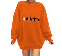 Halloween Womens Sweaters Cardigan Petite Sweat à Capuche Manches Longues et épaules dénudées imprimé pour Femme, Haut Polaire général, col Rond, Nouvelle 2025 Sacoche Homme(Orange,S)