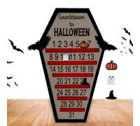 Halloween - Wooden Countdown Blocks, October Daily Tracker, | Wood Coffin Halloween 2022 Countdown To Halloween Adwith Detachable Pumpkin, Ghost, Witch Hat