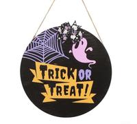Halloween Wooden Hanging Plaque 30x30cm Boxwood | Boxwood Material, 11.8x11.8 Inch Size, Spooky Unique Design, pour ideal For Home Door Wall Garden Party Decor