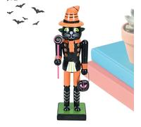 Halloween Wooden Nutcracker - Holiday Decor Skeleton Pumpkin Nutcracker - Decorative Accessories Goody Bag Fillers Halloween Tabletop Decoration For Window Mantelpiece Fireplace Home Display