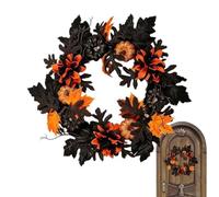 Halloween Wreath, 45cm Maple Leaf Pumpkin Garland, Realistic Harvest | Pumpkin Leaf Wreath, Realistic Maple Foliage Creates A Seasonal Accent for Porches, Walls, Fences, Mantels, , Offices,